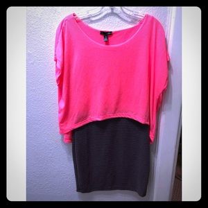 Hot pink and gray mini bodycon Aqua dress